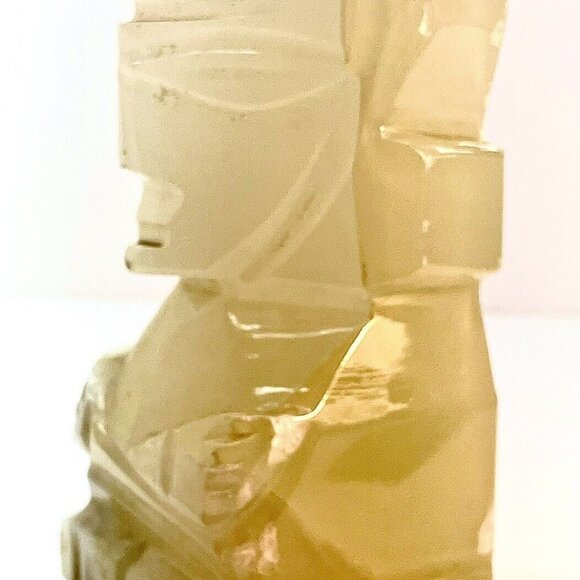 Vintage Hand Carved Onyx TIKI Aztec Mayan God Handmade Lucid Stone Bookend - Picture 2 of 15